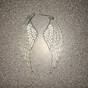 Silver jeweled butterfly earrings